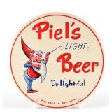 Piels Light Beer 1950s Tin-Over-Cardboard Button Sign GNOME 3-COLOR