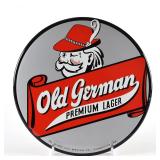 Old German Premium Lager 1950s Tin-Over-Cardboard Button Sign EXCEPTIONAL