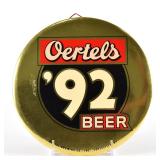 Oertels 92 Beer 1950s Tin-Over-Cardboard Button Sign