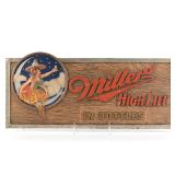 Miller High Life In Bottles 1940s Pressed-Molded Composition Material Sign