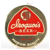 Iroquois Beer 1950s Tin-Over-Cardboard Button Sign