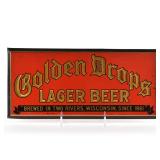 Golden Drops Lager Beer 1930s Tin-Over-Cardboard Sign SCARCE
