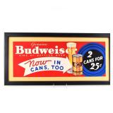 Budweiser Now In Cans 1930s Paper Banner