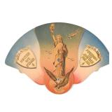 Thomas Distributing 1940s Cardboard Fan SCHLITZ YE TAVERN STATUE OF LIBERTY AIRPLANE