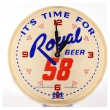 Royal 58 Beer 1960s Illuminated Clock