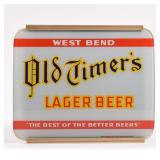 Old Timers West Bend 1950s Reverse-Painted Curved Glass Sign