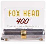 Fox Head 400 1940s Price Bros Illuminated Etched Glass Sign SCARCE
