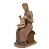 Lladro 'Sewing a Trousseau' Porcelain Figurine