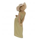 Lladro 'Curious Girl with Straw Hat' Figurine