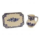 Delft by Tiffany Serving Tray & Pitcher Set