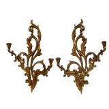 Hollywood Regency Syroco Wood Style Wall Sconces