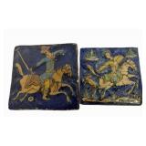 Persian Qajar Equestrian Cobalt Fritware Tiles