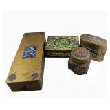 Chinese Brass & Cloisonne Desk Set