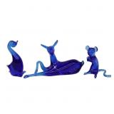 Pilgrim Art Glass Cobalt Blue Animal Figurines
