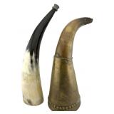 Antique Bovine Blowing & Powder Horns