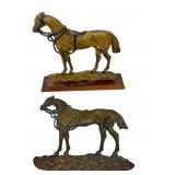 Antique Cast Iron War Horse Mantel Sculptures