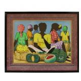 Jamaican Market Scene - Folk Art Painting