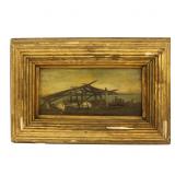 Antique Coastal Landscape Oil Painting