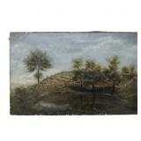 Signed 19th C Pastoral Landscape Oil Painting
