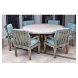 Teak and Stone Patio Dining Suite with Giati Armchairs