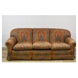 Three-Cushion Tapestry Upholstered Sofa with Paisley Pattern