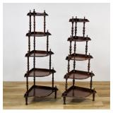 A Pair of Victorian Revival Five-Tier Graduated Corner Shelves