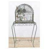 Victorian Style Wrought Iron Birdcage on Stand