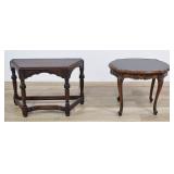 2 Decorative Tables Incl a Gothic Revival Oak Console and a Rococo Revival Carved Occasional Table