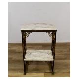 Beaux Arts Style Two-Tiered Marble and Metal Accent Table