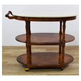 Traditional Three Tier Oval Marble Top Bar Cart