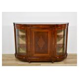 Victorian Burr Walnut and Marquetry Inlaid Credenza