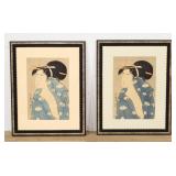 Pair of Japanese Woodblock Prints After Kitagawa Utamaro