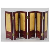 Korean 24K Gold Plated and Wood Miniature Folding Screen