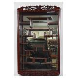 Chinese Rosewood and Mirrored Wall Hanging Curio Cabinet