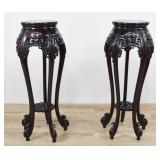 Pair of Chinese Rosewood and Mother-of-Pearl Inlaid Pedestal Stands