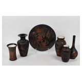 6 Pieces of Japanese Banko Barkware Ceramic Tableware