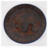 Japanese Meiji Period Lacquer-Decorated Porcelain Hawk Charger