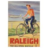Sir Joseph Causton & Sons Vintage Raleigh Bicycle Advertising Poster