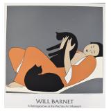 Will Barnet Signed Exhibition Poster Woman & Two Cats