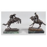 Pair of Frederic Remington Bronze Cowboy Sculptures