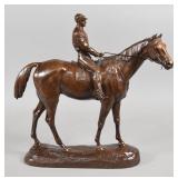 Paul Comolera Bronze Sculpture of a Jockey on Horseback