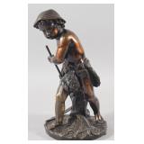 Eugene Laurent Bronze Sculpture Boy Mowing Wheat