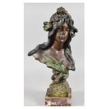 Emmanuel Villanis Art Nouveau Bronze Bust Iris