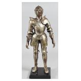 Decorative Miniature Suit of Steel Plate Armor on Wooden Base