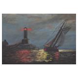 M. Adams Oil on Canvas Maritime Scene