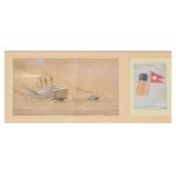 Frederick Tordoff, RMS Titanic Maiden Voyage, Watercolor and Gouache