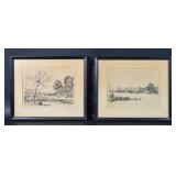 E. Pearle Pair of Etchings Spring and Early Summer