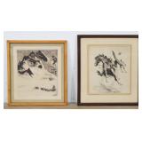 Pair of Reinhold H. Palenske Framed Intaglio Prints