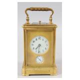 French Brass Alarm Carriage Clock by Reneville with Carrying Case