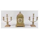 Raingo Freres Patinated Bronze Clock Garniture Set